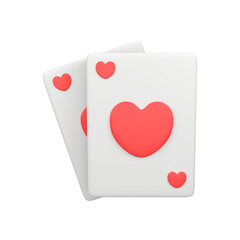 Cards hearts isolated 3d render icon illustration