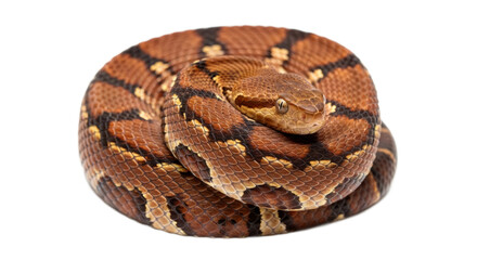 Obraz premium Coiled Brown Python Serpent in a Natural Position on a Transparent Background