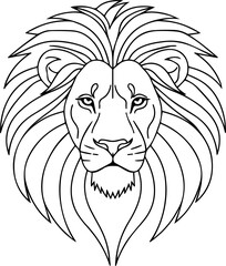 Minimalist Line Art Lion Head Logo Vector Illustration