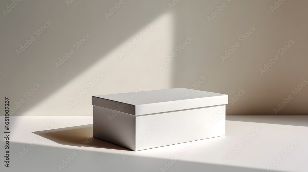 Poster a simple white rectangular box on a light background