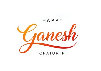 Fototapeta na wymiar Orange Script for Ganesh Chaturthi