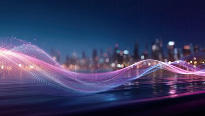 Abstract digital cityscape at night