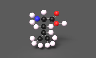 3D Illustration Amino Acid Leucine Ball and Stick Model