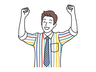 Joyful Accomplishment: A depiction of a cheerful individual celebrates, exuding pure joy and triumph in a simple yet effective illustration