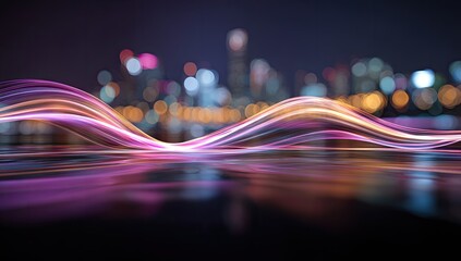 Abstract urban lightscape with vibrant, flowing lines
