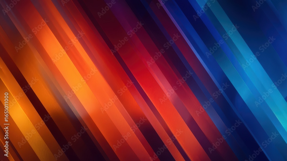 Poster vibrant diagonal lines in warm and cool tones create a dynamic abstract background for creative proj