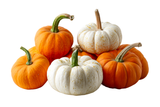 Group of diverse pumpkins and gourds showcasing fall harvest and seasonal themes