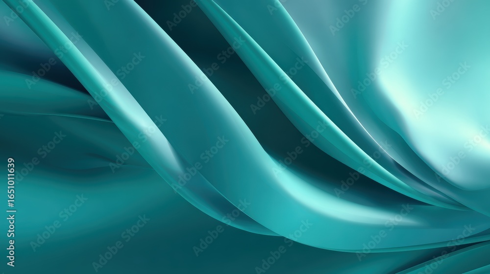 Aufkleber smooth teal fabric draping elegantly, creating soft folds and shadows, perfect for textile backgroun