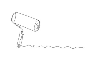 Continuous Line Art of a Paint Roller Minimalist Decorating Concept, Paint Roller Line Art, Paint roller single continuous line art, painting tool