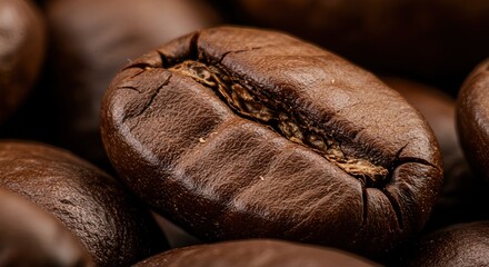 Close up of Roasted Coffee Beans Perfect for Coffee Lover and Morning Energy Drink Concepts and Culinary Blog Posts