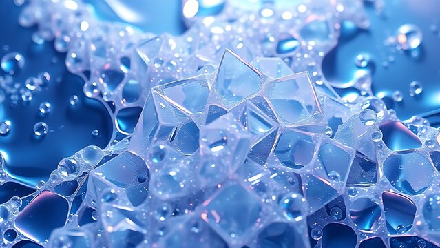 Ultra-high-definition macro shot of iridescent quantum foam forming impossible geometric structures in liquid mercury
