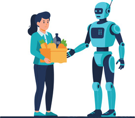 Obraz premium Black and white illustration of a woman studying at her desk