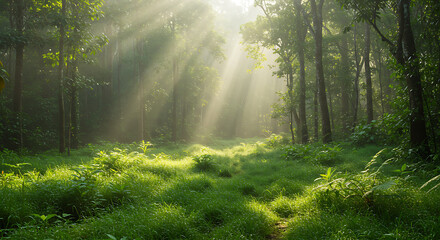 Obraz premium Mystical Sunbeams in the Jungle