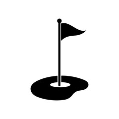 Golf Flag Icon in Black and White