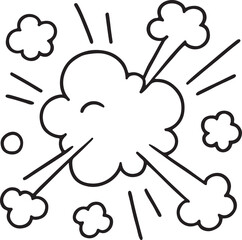 Comic book cloud explosion line art vector illustration
