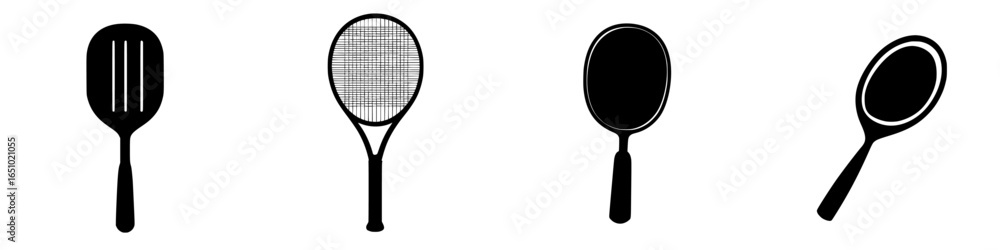 Poster different types of kitchen utensils and tools displayed in a row with distinct shapes and purposes