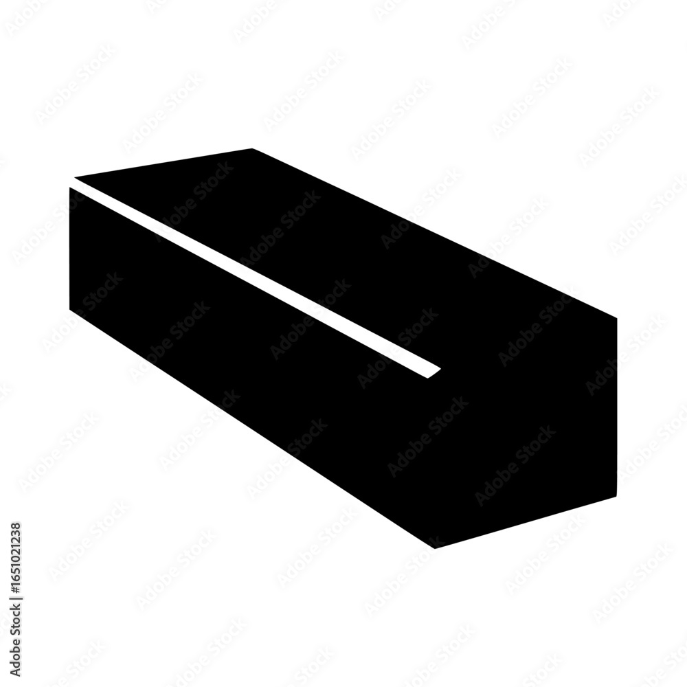 Poster black rectangular block with a sloped edge displayed on a white background for design purposes