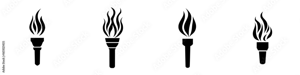 Poster torch icons with varying flame designs representing light and guidance in various contexts