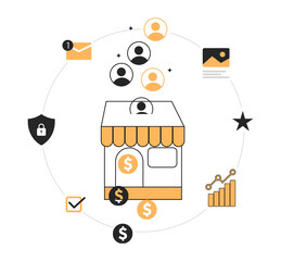 E-commerce Store sales and conversions concept design, illustratio,n infographics png