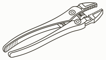 Illustration of locking pliers tool with adjustable jaws and handles on a white background