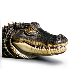 Obraz premium Alligator's Gaze: An up-close study of an alligator, revealing intricate details of its powerful jaw, textured scales, and intense, reptilian eye.