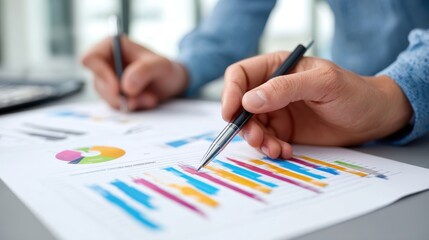 -Financial Presentation with Charts on Tablet and Hand