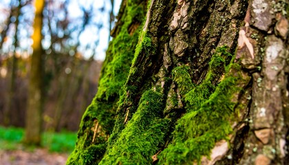 Obraz premium Moss-covered tree trunk