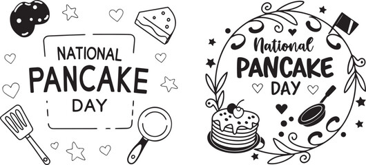 Pancake Day Celebration with Whimsical Illustrations and Festive Elements