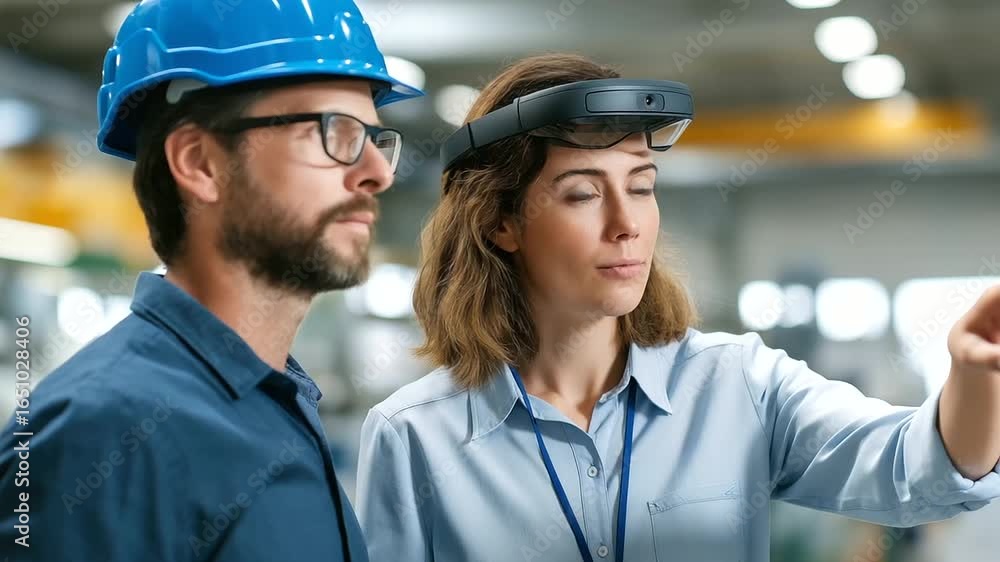 Poster explore how virtual reality technology enhances the design and efficiency of smart factory layouts.