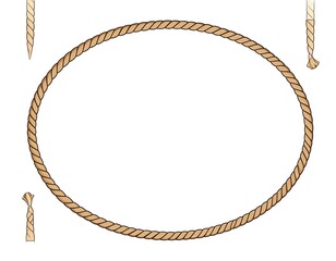 Vector illustration of an oval frame made of rope isolated on white background
