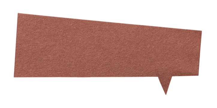 Brown isolated cut out paper speech bubble with copy space for text on transparent png background design element