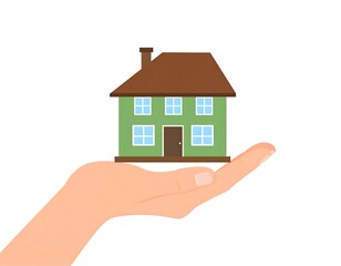 Whimsical depiction of a home resting gently on a fingertip for real estate representation