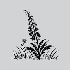 Intricate Petal Foxglove Silhouette Design