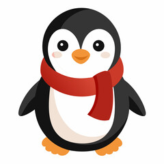 Baby penguin with scarf on white background 