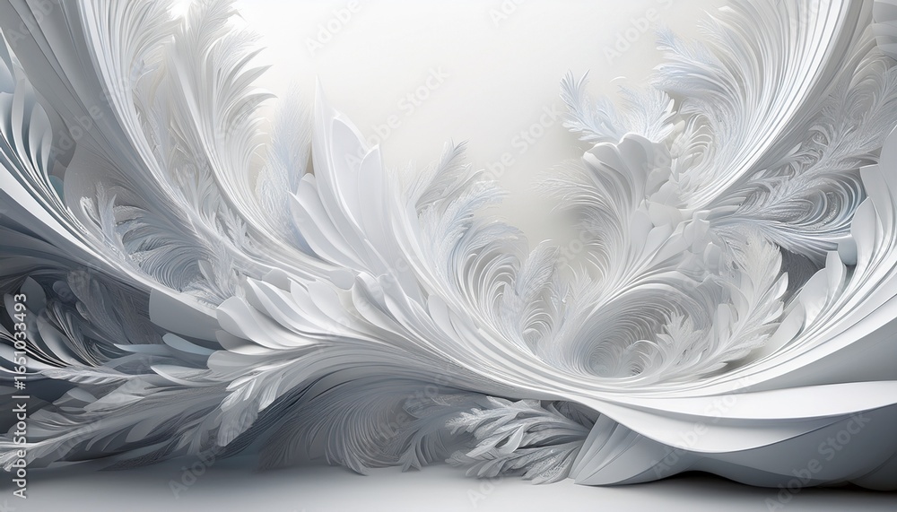 Poster a 3d digital rendering of white frost with a white background