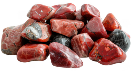 Red Jasper tumbled rock, stone, gem, specimen PNG set bundle transparent background isolated graphic resource cutout. Lapidary, geology, rockhounding, collecting, gemstone, mineral
