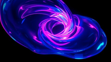 Naklejka premium Illustration of a dynamic abstract swirl of glowing blue and purple light on a black background