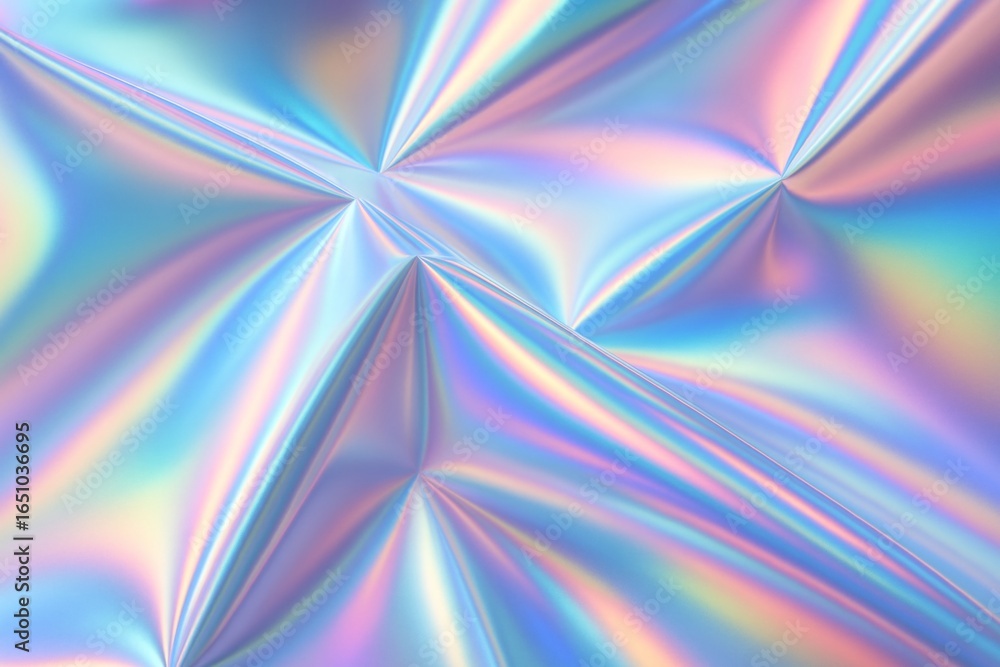 Aufkleber abstract holographic folds with iridescent light reflections on smooth surface, colorful futuristic 