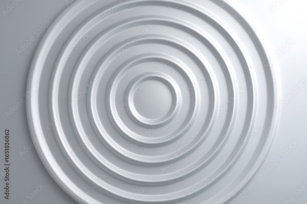 Poster abstract circular concentric pattern in light monochrome style on soft gradient background, minimal 
