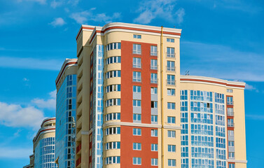 Construction of new apartments in new multi-storey buildings in the city.