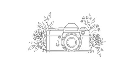 Floral Camera Illustration Celebrating World Photography Day and Artistic Expression