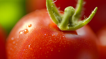 Close-up of a Fresh Tomato with Water Droplets