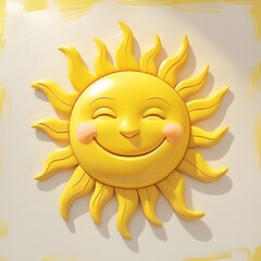 AI Generative. 3D Happy Smiling Sun on a White Background. 7
