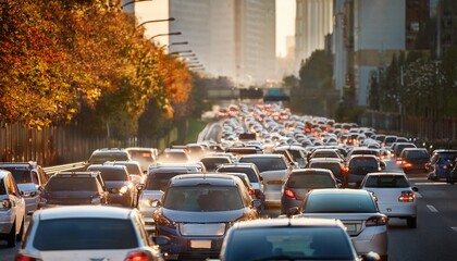 modern vehicles tightly packed in a city traffic jam during daytime reflecting urban congestion and daily commuting challenges selective focus
