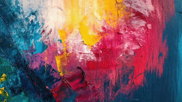 Abstract painting with vibrant colors and textured brushstrokes