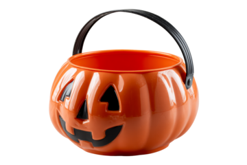 Orange pumpkin candy bucket for Halloween