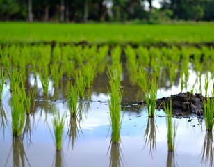 Lush green rice seedlings in a paddy field (1)