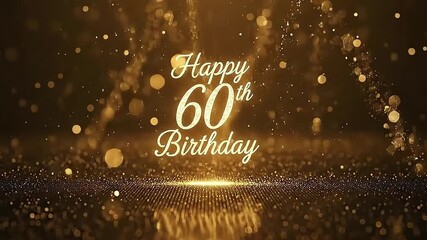 A dazzling golden background with shimmering particles and elegant typography celebrates a significant 60th birthday milestone, conveying joy and festivity. - Powered by Adobe