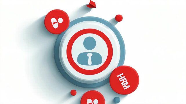 HRM or Human Resource Management, manager icon which is among staff icons for human development recruitment leadership and customer target, resume, interview. generate by AI