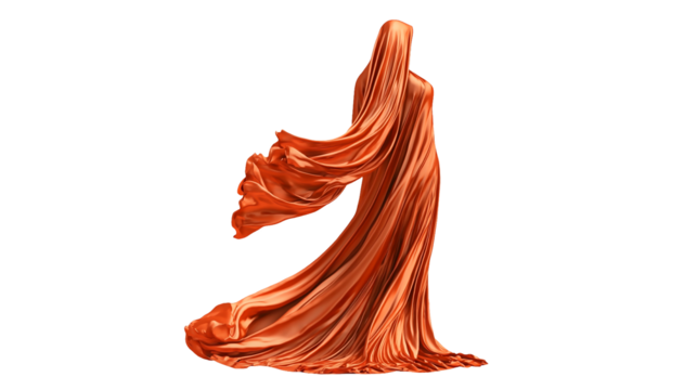 PNG a 3d model of a woman in a long gown with flowing fabric on a transparent background